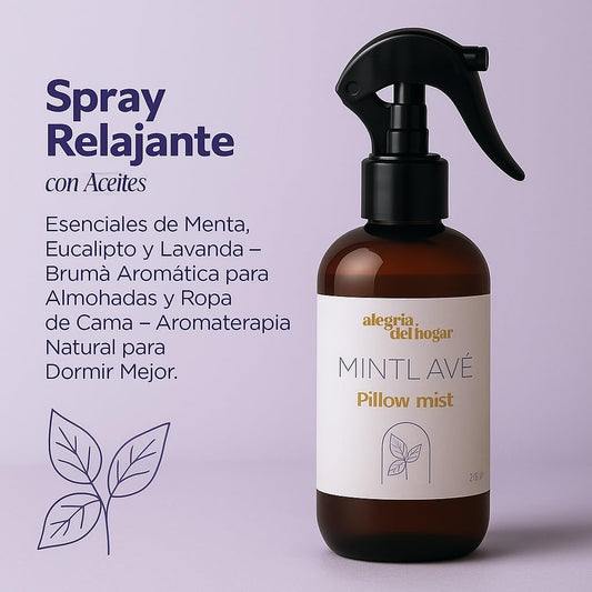 Mint Lavé Pillow Mist 250 ml – Spray Relajante con Aceites Esenciales de Menta, Eucalipto y Lavanda