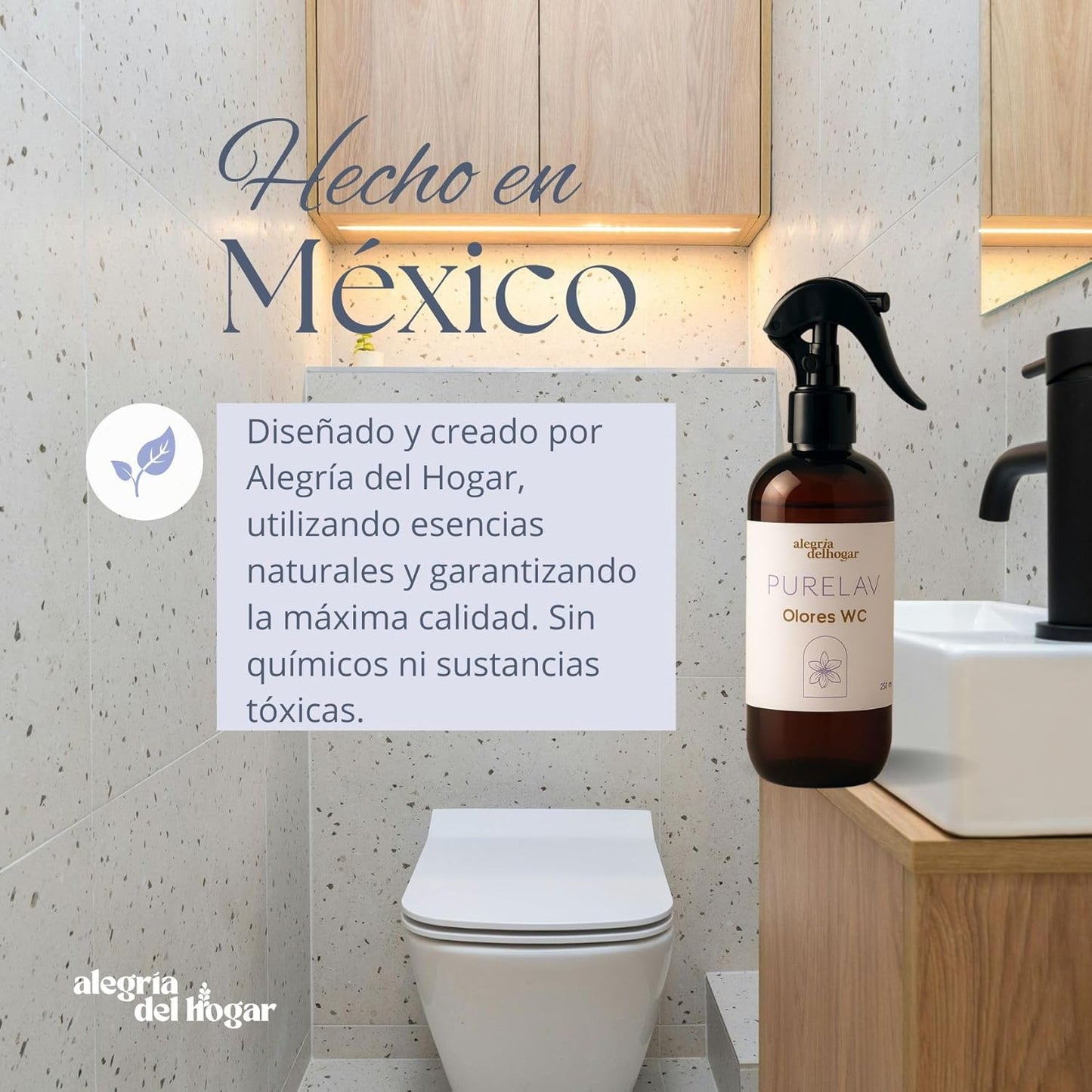 PureLav Spray Eliminador de Olores para WC 250 ml – Toilet Spray Neutraliza Aromas con Aceites Esenciales de Lavanda, Vainilla y Limón