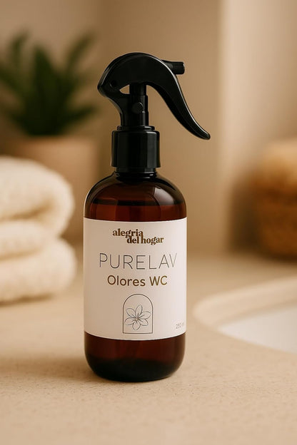 PureLav  Spray Eliminador de Olores para WC 250 ml – Toilet Spray Neutraliza Aromas con Aceites Esenciales de Lavanda, Vainilla y Limón