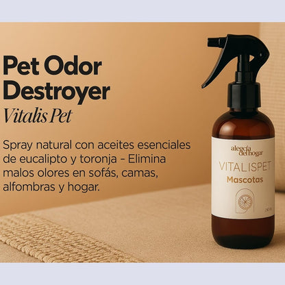 Vitalispet Neutralizador de Olores de Mascotas 250 ml – Spray Natural con Aceites Esenciales de Eucalipto y Toronja