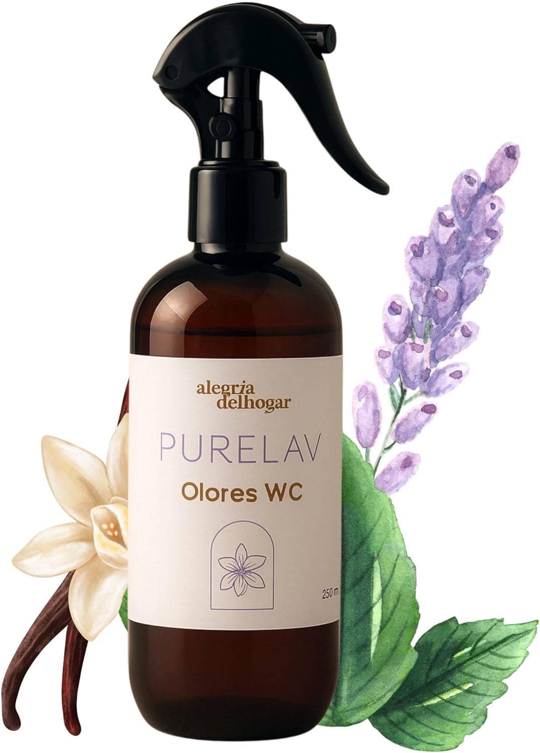 PureLav  Spray Eliminador de Olores para WC 250 ml – Toilet Spray Neutraliza Aromas con Aceites Esenciales de Lavanda, Vainilla y Limón