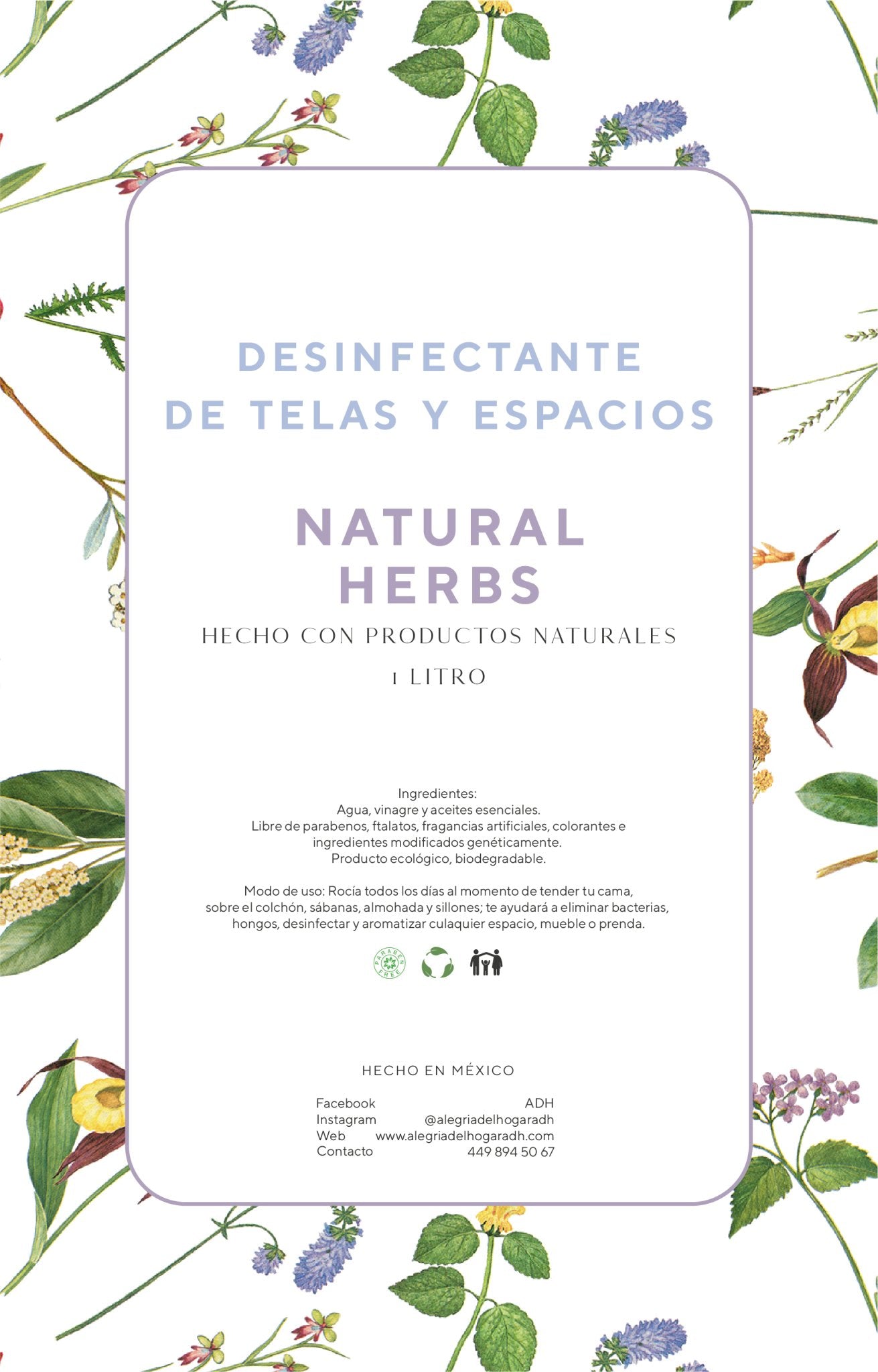Desinfectante de telas y espacios Natural Herbs 1,000 ml - AlegriadelhogaradhDesinfectante de telas y espacios Natural Herbs 1,000 mlAlegriadelhogaradhProductos para el hogar