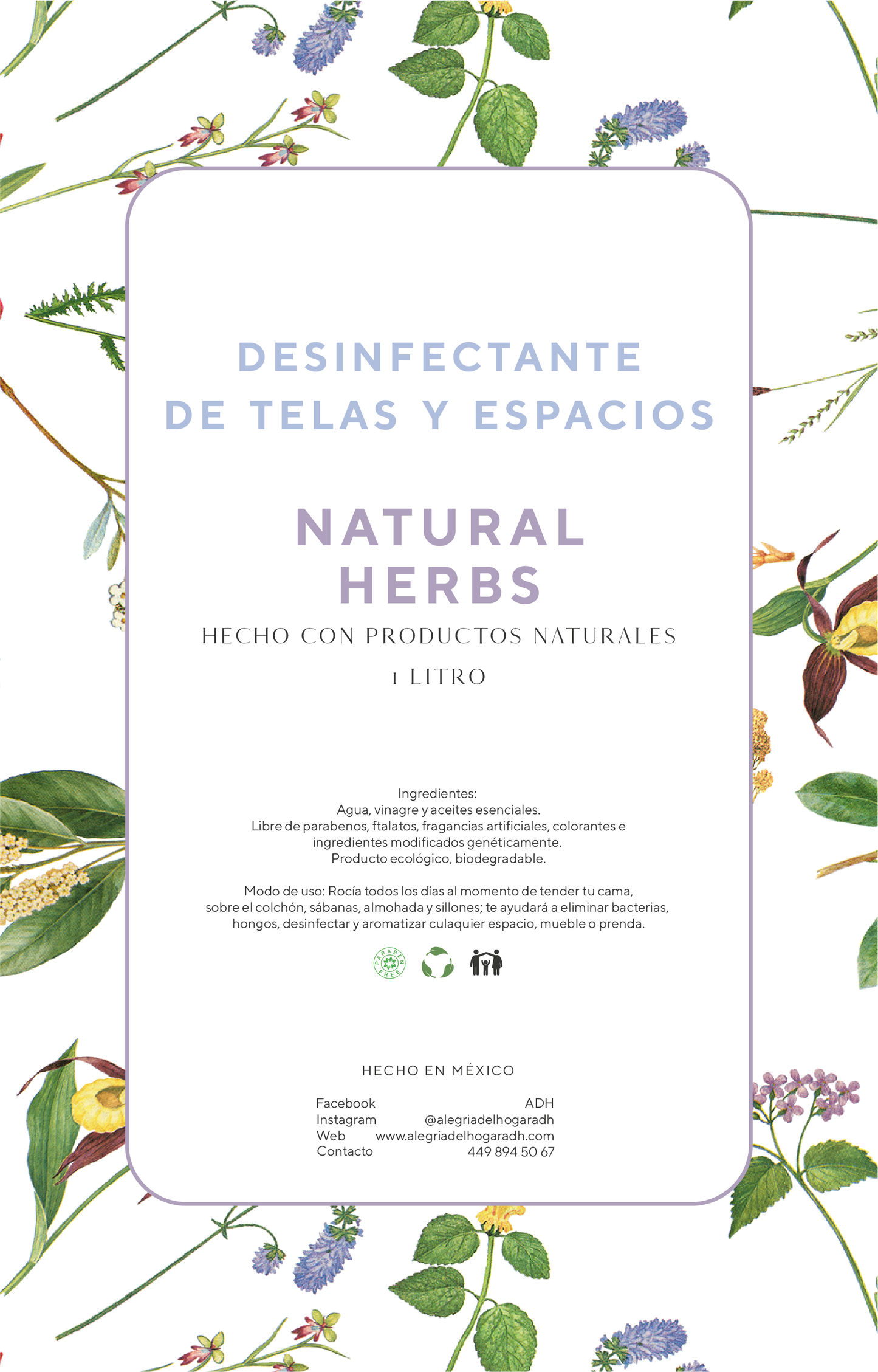 Desinfectante de telas y espacios Natural Herbs 1,000 ml